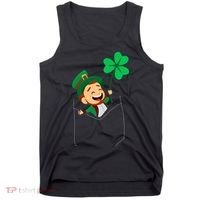 St. Patrick's Day Pocket Leprechaun Clover Tank Top thumb 0