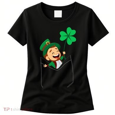 St. Patrick's Day Pocket Leprechaun Clover Women's T-Shirt