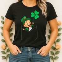 St. Patrick's Day Pocket Leprechaun Clover Women's T-Shirt thumb 2