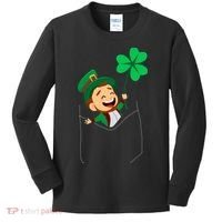 St. Patrick's Day Pocket Leprechaun Clover Kids Long Sleeve Shirt thumb 0