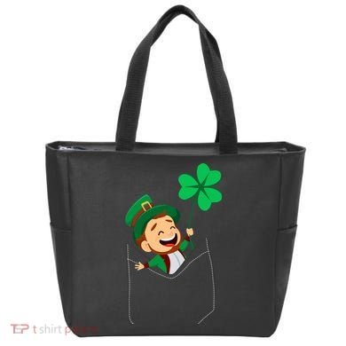 St. Patrick's Day Pocket Leprechaun Clover Tote Bag