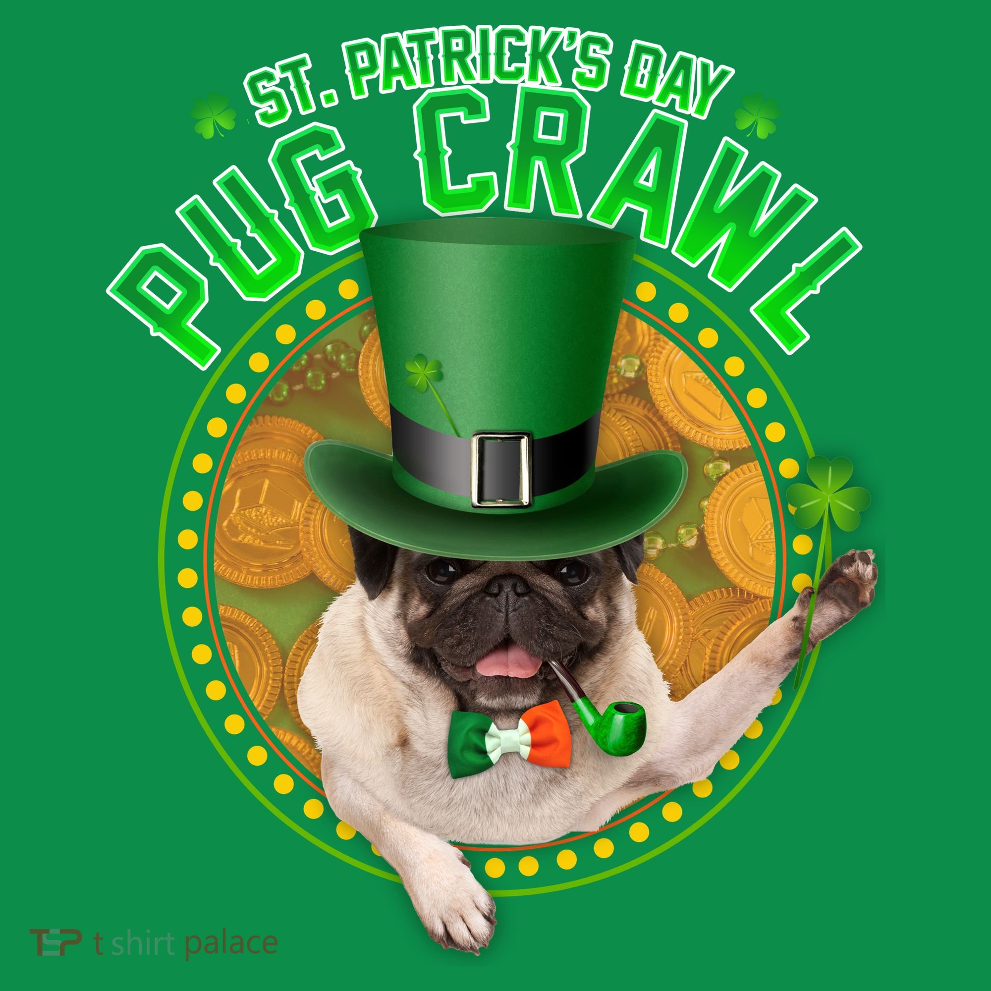 St. Patrick's Day Pug Crawl Funny Irish Pug Long Sleeve Shirt