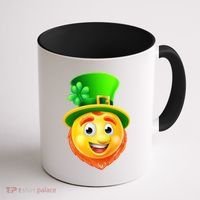 St. Patrick's Day Shamrock Leprechaun Emoji Smiley Coffee Mug thumb 1