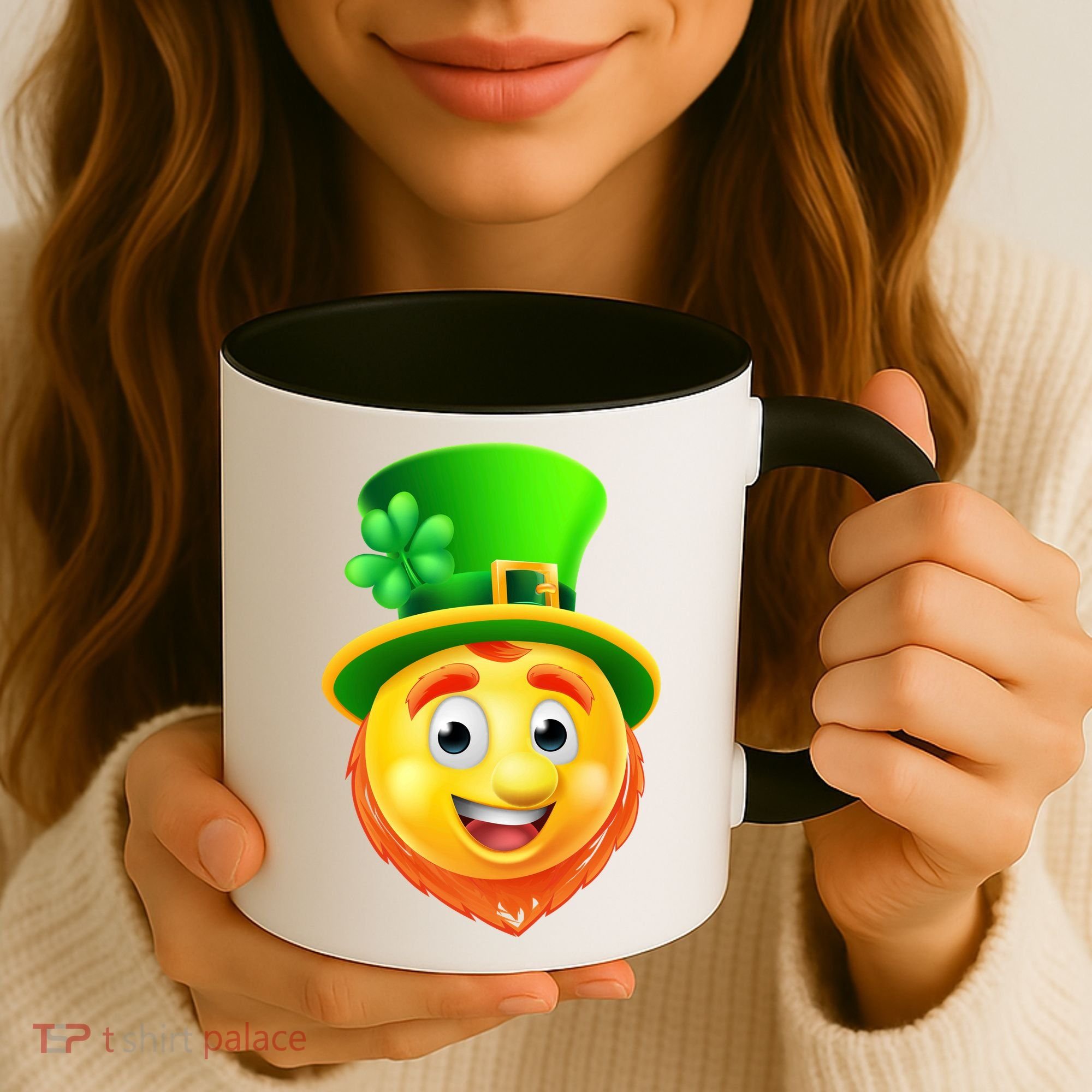 St. Patrick's Day Shamrock Leprechaun Emoji Smiley Coffee Mug