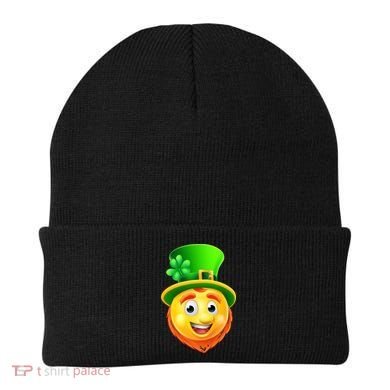 St. Patrick's Day Shamrock Leprechaun Emoji Smiley Beanie