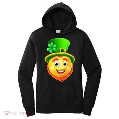 St. Patrick's Day Shamrock Leprechaun Emoji Smiley Women's Hoodie