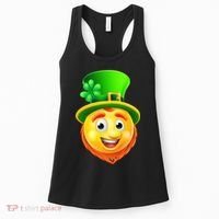 St. Patrick's Day Shamrock Leprechaun Emoji Smiley Women's Tank Top thumb 0