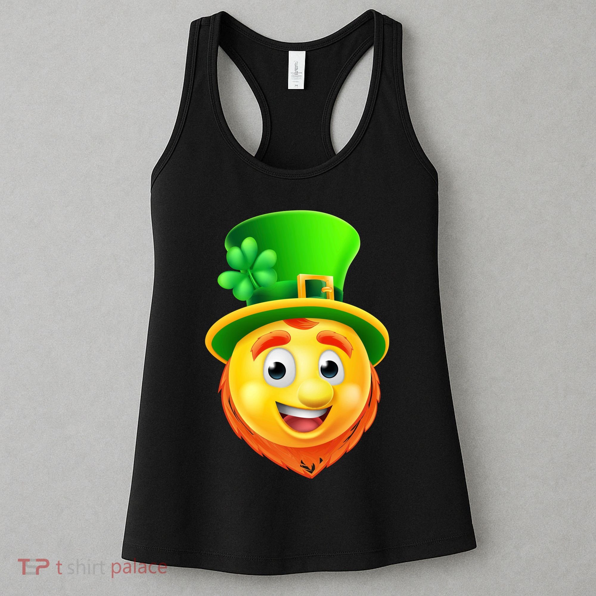 St. Patrick's Day Shamrock Leprechaun Emoji Smiley Women's Tank Top
