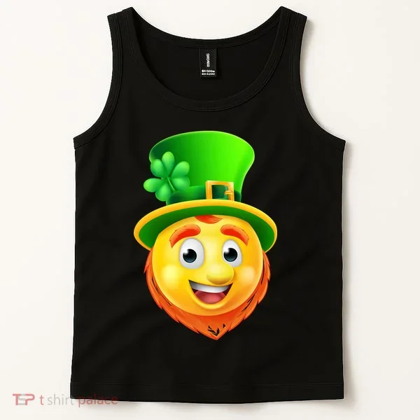St. Patrick's Day Shamrock Leprechaun Emoji Smiley Tank Top