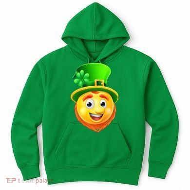 St. Patrick's Day Shamrock Leprechaun Emoji Smiley Hoodie