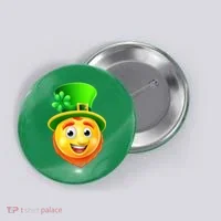St. Patrick's Day Shamrock Leprechaun Emoji Smiley Button thumb 0