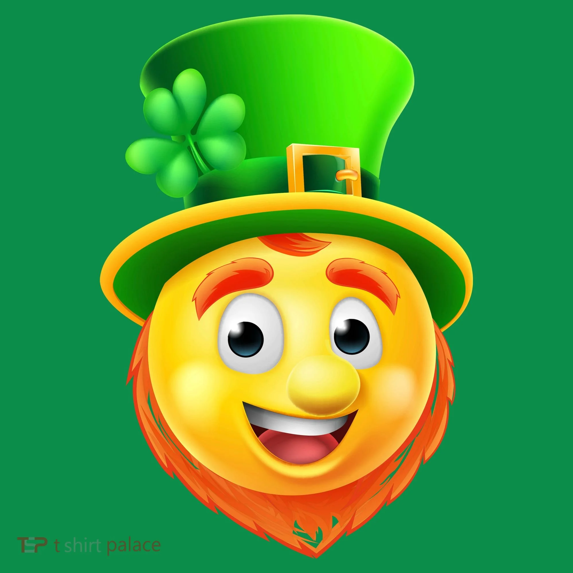 St. Patrick's Day Shamrock Leprechaun Emoji Smiley Button