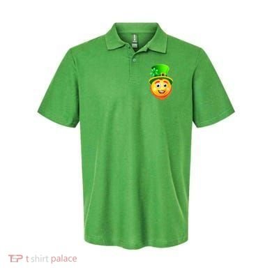 St. Patrick's Day Shamrock Leprechaun Emoji Smiley Polo