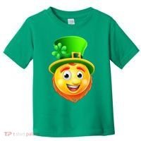 St. Patrick's Day Shamrock Leprechaun Emoji Smiley Toddler T-Shirt thumb 0