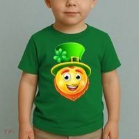 St. Patrick's Day Shamrock Leprechaun Emoji Smiley Toddler T-Shirt thumb 2