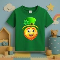 St. Patrick's Day Shamrock Leprechaun Emoji Smiley Toddler T-Shirt thumb 3