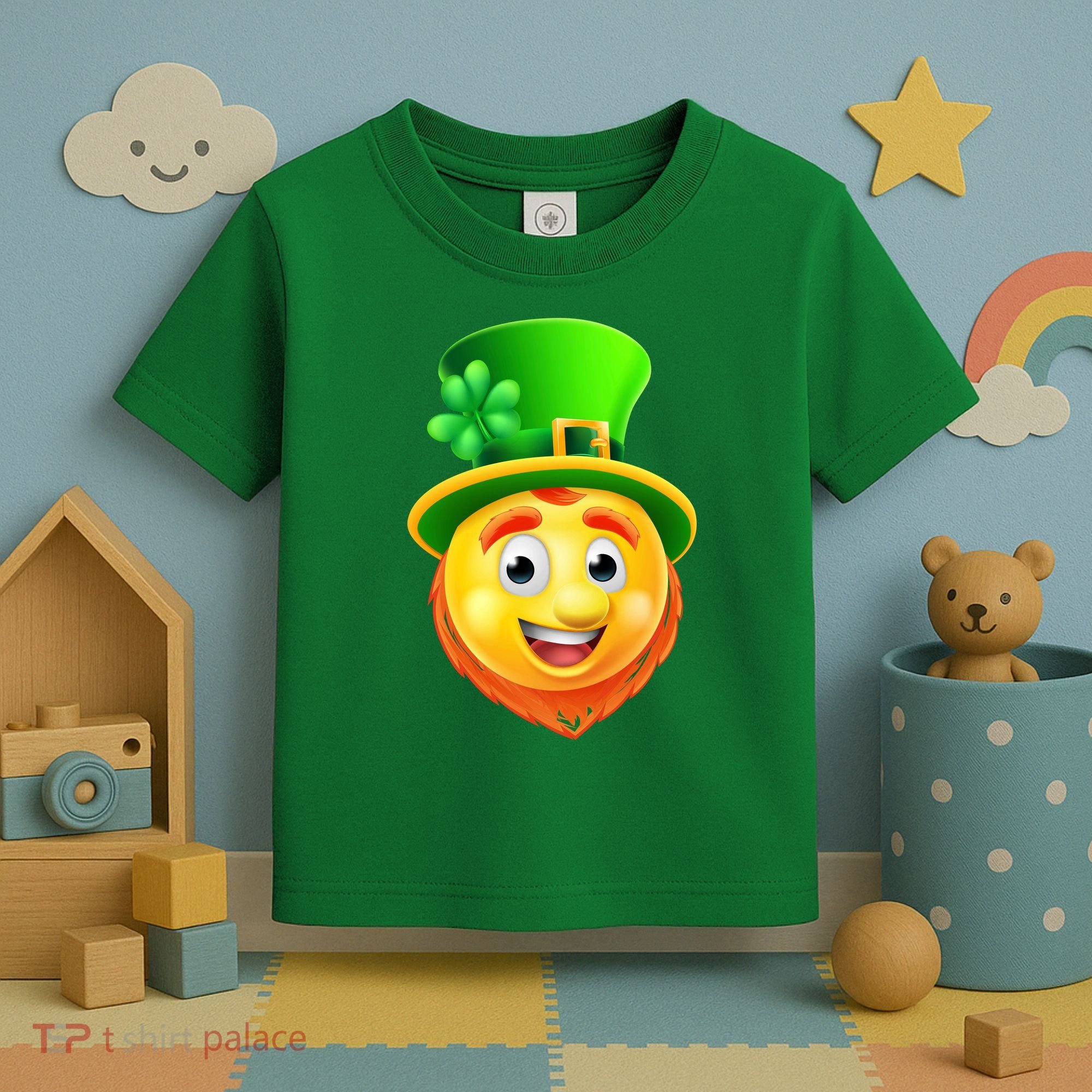 St. Patrick's Day Shamrock Leprechaun Emoji Smiley Toddler T-Shirt