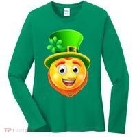 St. Patrick's Day Shamrock Leprechaun Emoji Smiley Women's Long Sleeve Shirt thumb 0