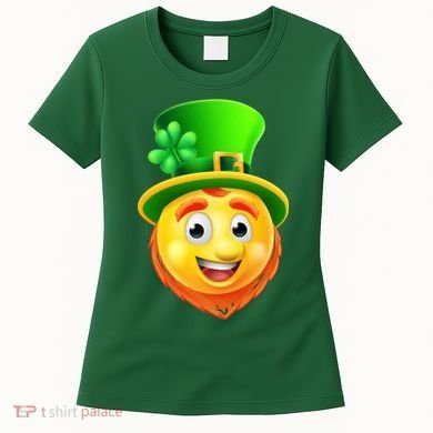 St. Patrick's Day Shamrock Leprechaun Emoji Smiley Women's T-Shirt