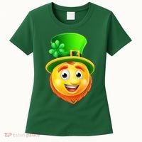 St. Patrick's Day Shamrock Leprechaun Emoji Smiley Women's T-Shirt thumb 0