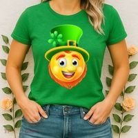St. Patrick's Day Shamrock Leprechaun Emoji Smiley Women's T-Shirt thumb 2