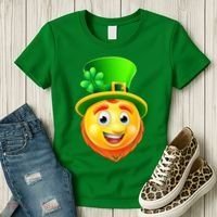 St. Patrick's Day Shamrock Leprechaun Emoji Smiley Women's T-Shirt thumb 3
