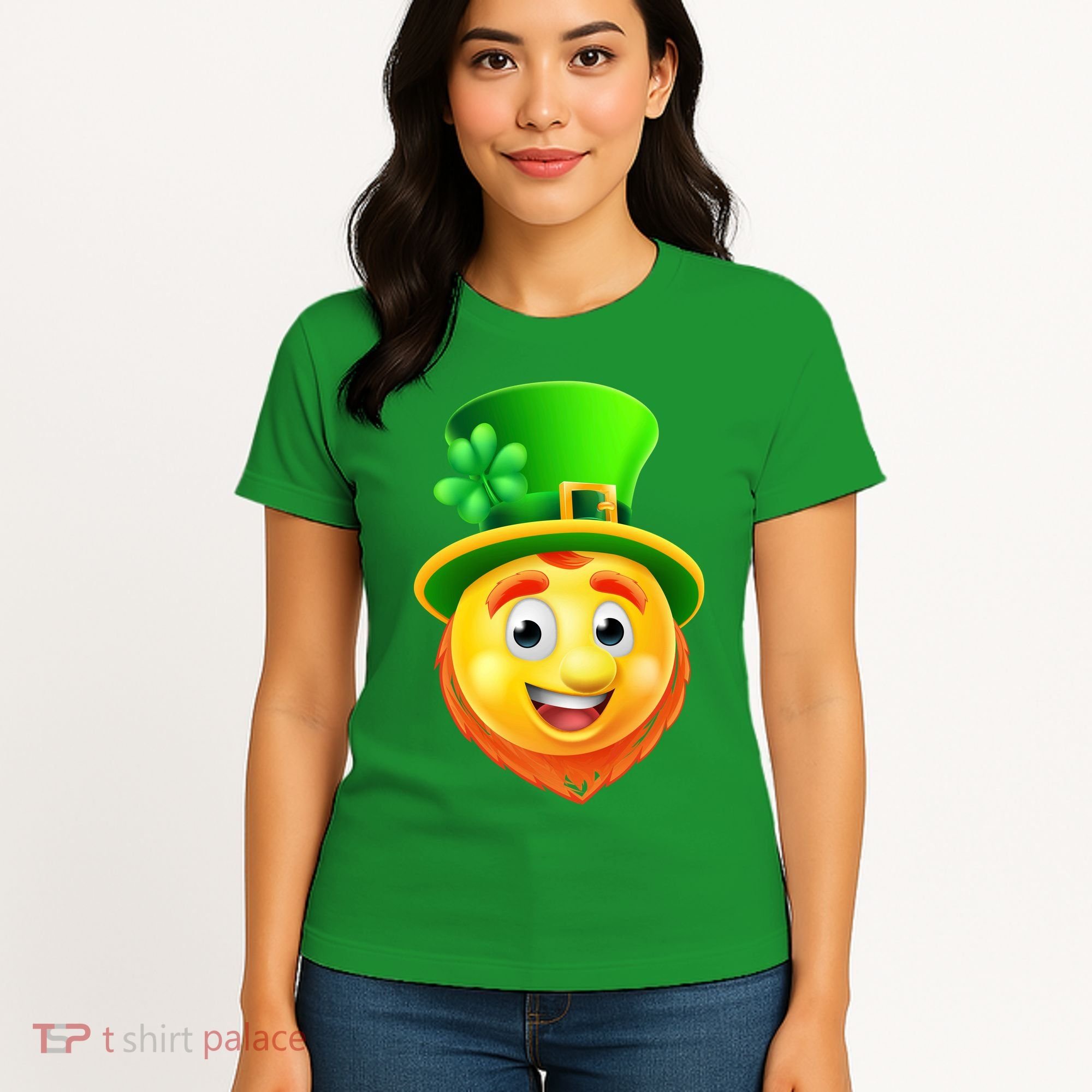 St. Patrick's Day Shamrock Leprechaun Emoji Smiley Women's T-Shirt