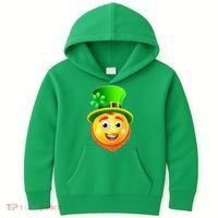 St. Patrick's Day Shamrock Leprechaun Emoji Smiley Kids Hoodie thumb 0