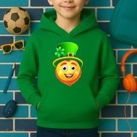 St. Patrick's Day Shamrock Leprechaun Emoji Smiley Kids Hoodie thumb 2
