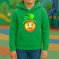 St. Patrick's Day Shamrock Leprechaun Emoji Smiley Kids Hoodie thumb 3
