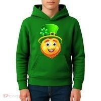 St. Patrick's Day Shamrock Leprechaun Emoji Smiley Kids Hoodie thumb 4