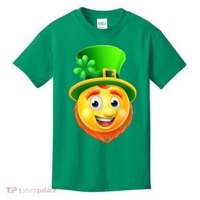 St. Patrick's Day Shamrock Leprechaun Emoji Smiley Kids T-Shirt