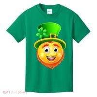 St. Patrick's Day Shamrock Leprechaun Emoji Smiley Kids T-Shirt thumb 0