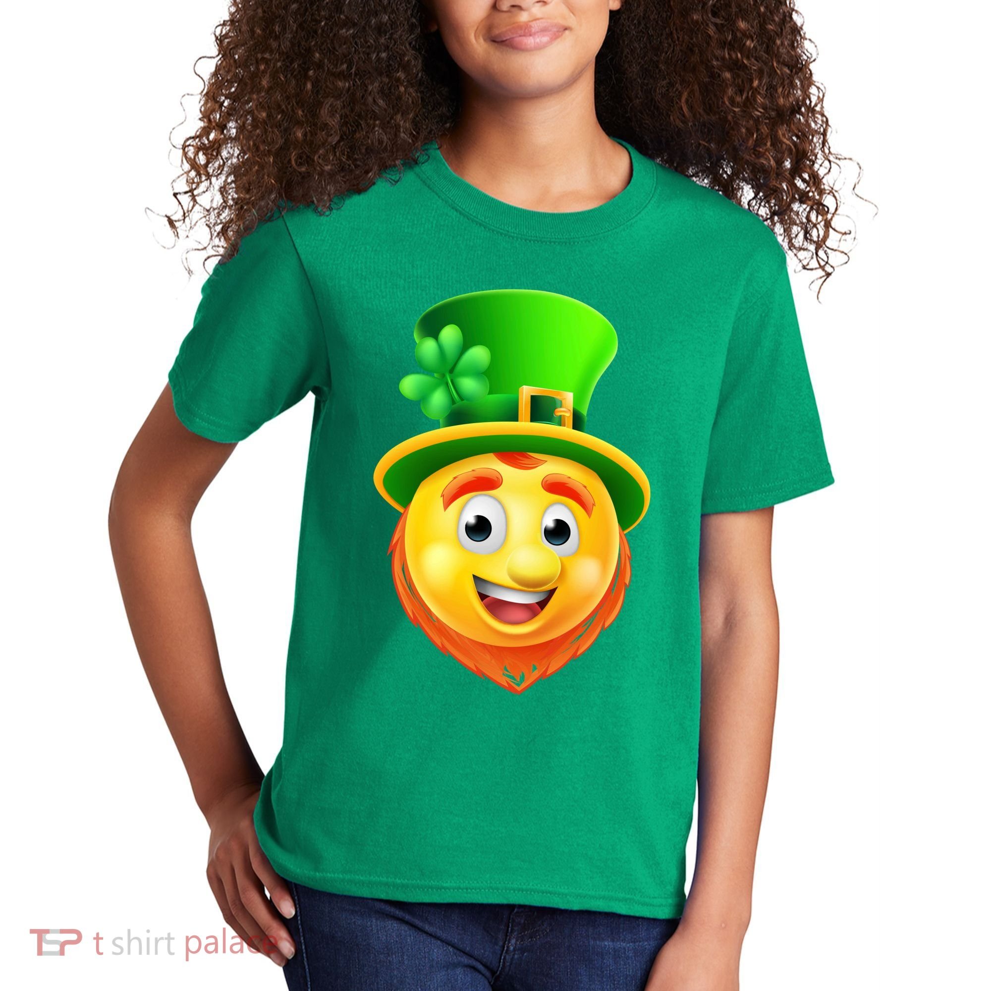 St. Patrick's Day Shamrock Leprechaun Emoji Smiley Kids T-Shirt