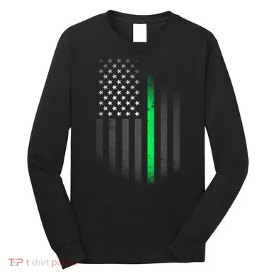 St. Patrick's Day Thin Green Line Flag Long Sleeve Shirt