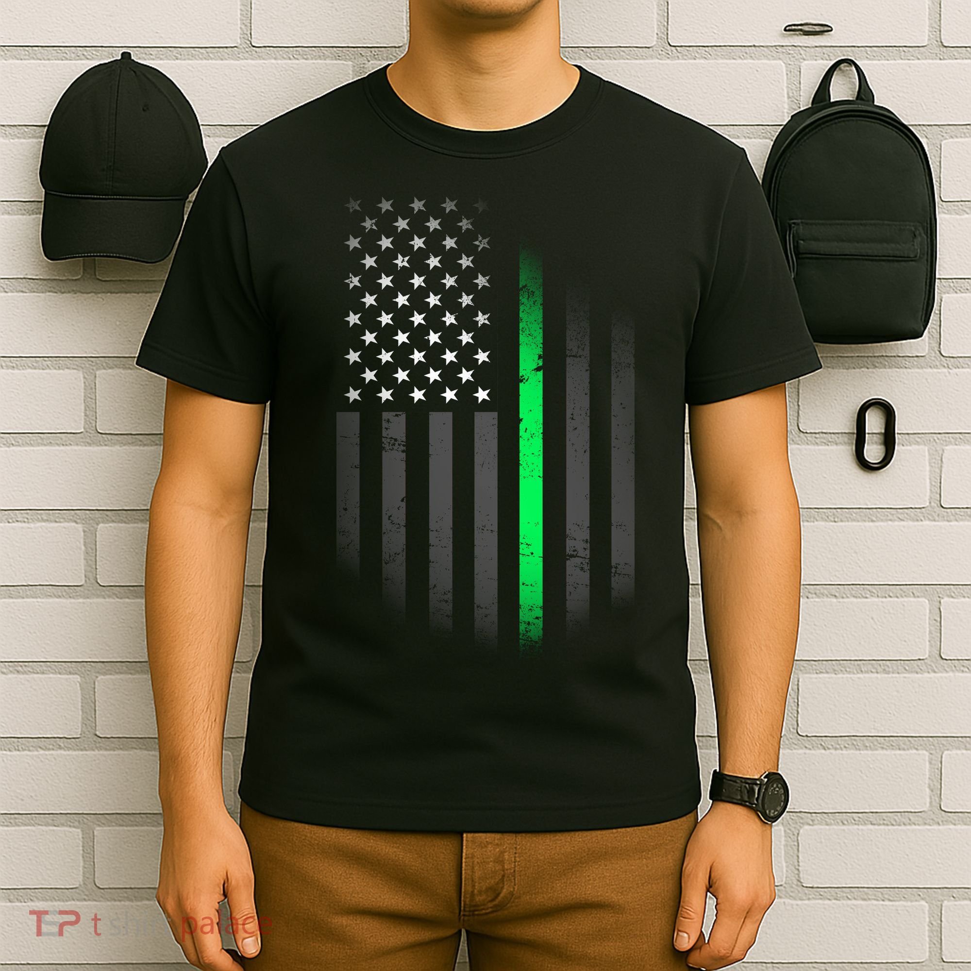 St. Patrick's Day Thin Green Line Flag T-Shirt