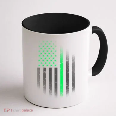 St. Patrick's Day Thin Green Line Flag Coffee Mug back