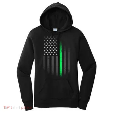 St. Patrick's Day Thin Green Line Flag Women's Hoodie