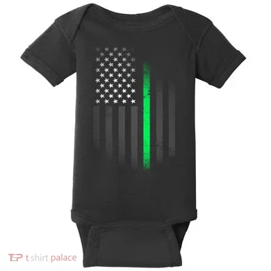 St. Patrick's Day Thin Green Line Flag Baby Bodysuit