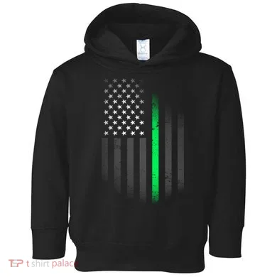 St. Patrick's Day Thin Green Line Flag Toddler Hoodie