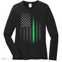 St. Patrick's Day Thin Green Line Flag Women's Long Sleeve Shirt thumb 0