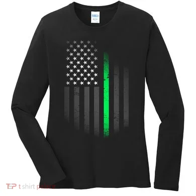 St. Patrick's Day Thin Green Line Flag Women's Long Sleeve Shirt