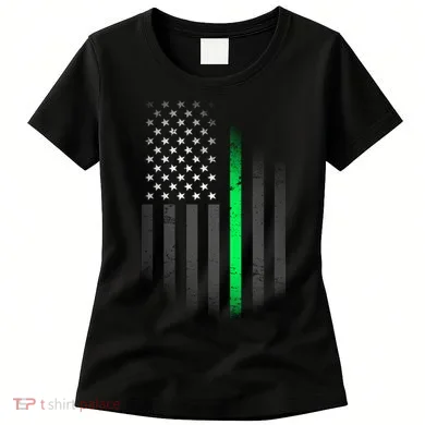 St. Patrick's Day Thin Green Line Flag Women's T-Shirt
