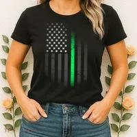 St. Patrick's Day Thin Green Line Flag Women's T-Shirt thumb 2