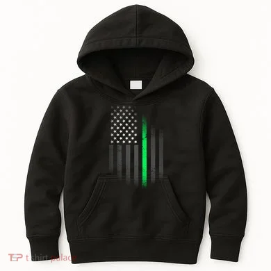 St. Patrick's Day Thin Green Line Flag Kids Hoodie