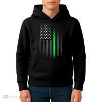 St. Patrick's Day Thin Green Line Flag Kids Hoodie thumb 4