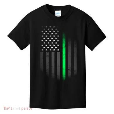 St. Patrick's Day Thin Green Line Flag Kids T-Shirt