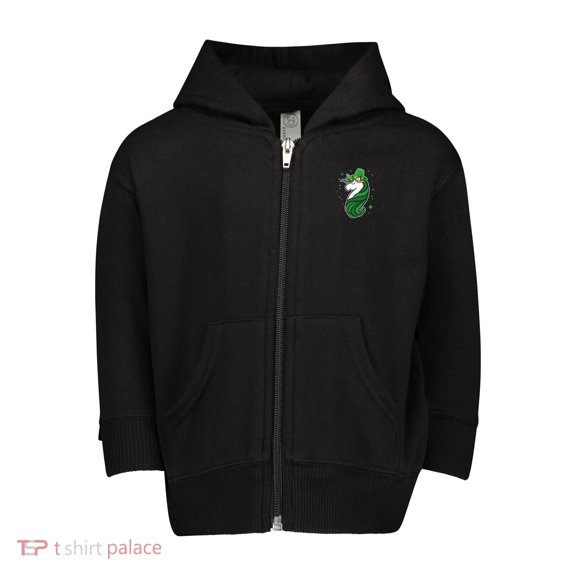 St. Patrick's Day Unicorn Toddler Zip Fleece Hoodie