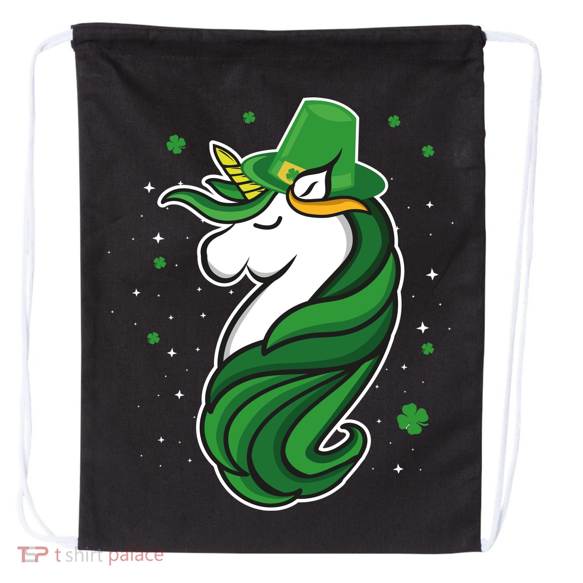 St. Patrick's Day Unicorn Drawstring Bag