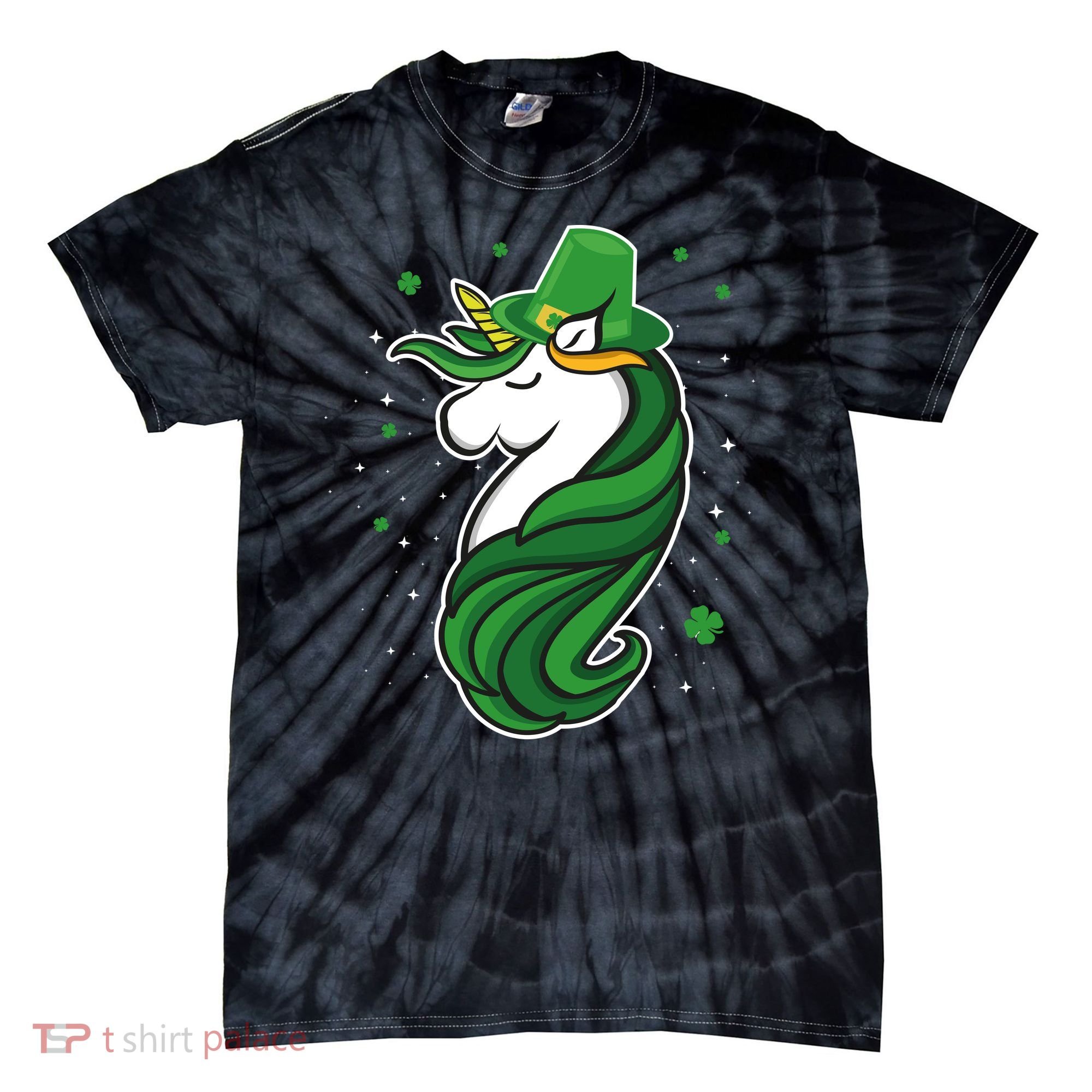 St. Patrick's Day Unicorn Tie-Dye T-Shirt